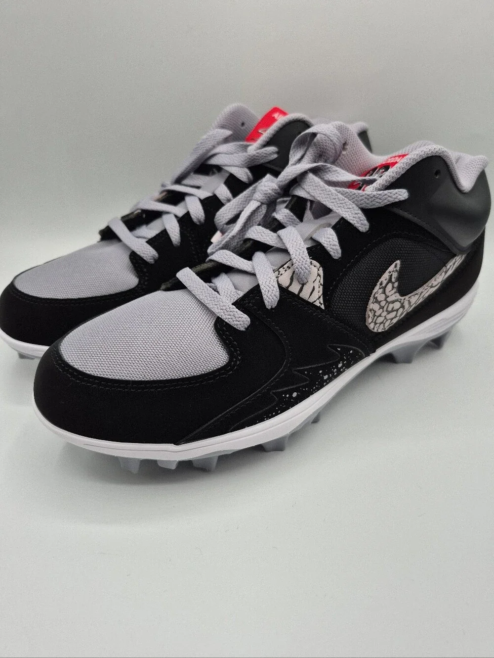 Mens Air Jordan Stadium 90 Low TD Black Cement Football Cleats HQ0210-060